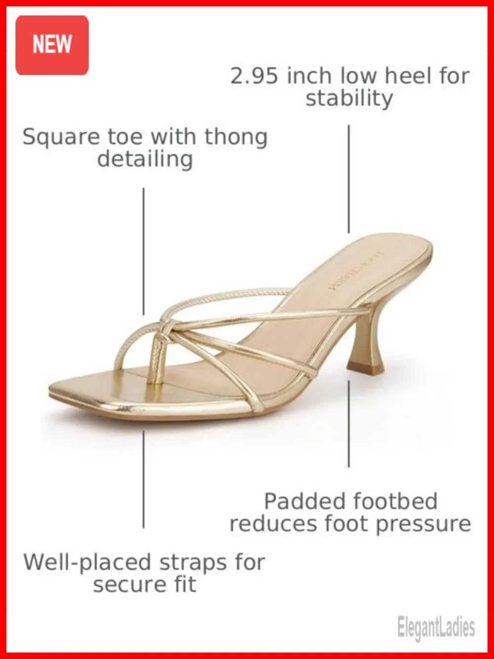 Women's Strappy Kitten Heel Thong Sandals Square Toe Mules Slip On